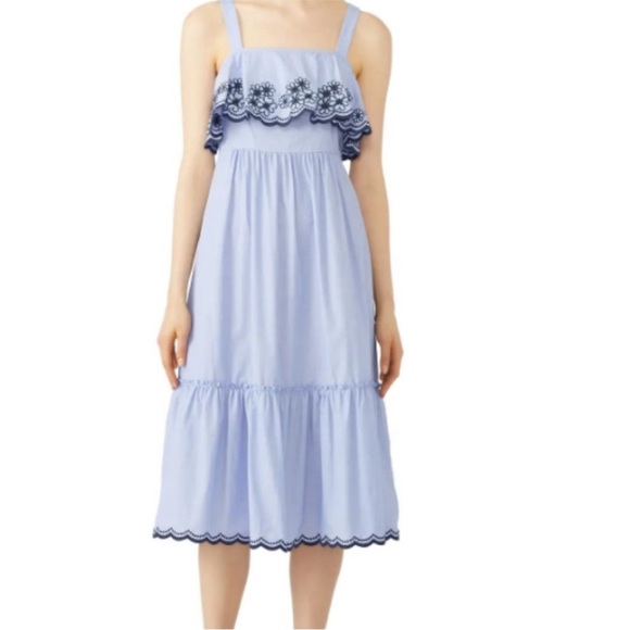 Kate Spade Daisy Floral Embroidered Patio Dress, Broome Street Blue Size Medium - Picture 1 of 10
